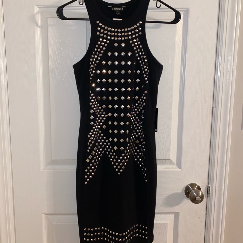 Express Black Sleeveless Studded Dress